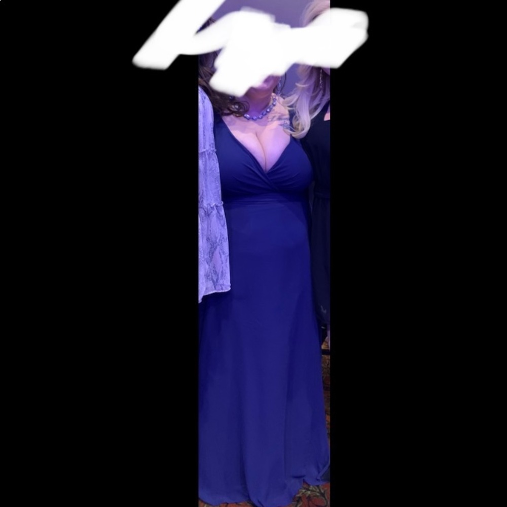 Long Chiffon Bridesmaid Dress Sz 26 Marine - Picture 3 of 4